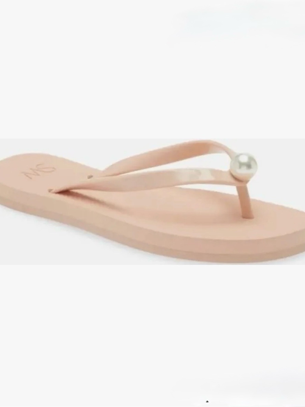 Stuart Weitzman Pink Flip Flops With Pearl Embellishment, Size 7
